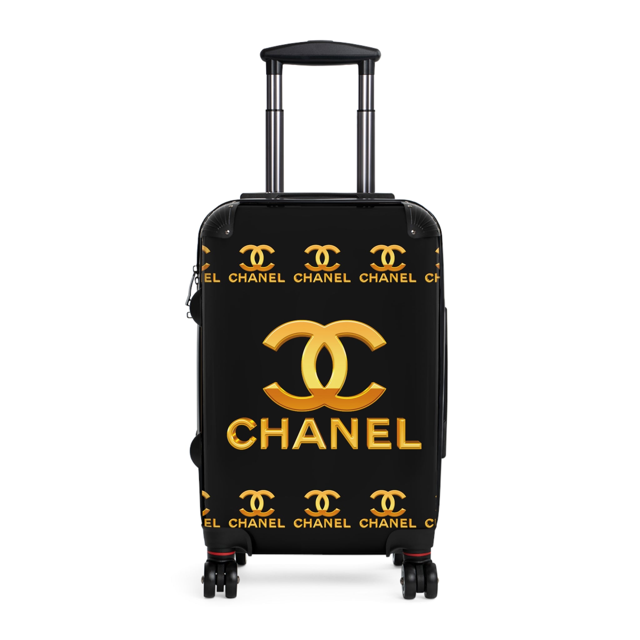 Black Chanel Gold Logo Suitcase with Lock Elevate Your Travel in Sty Swag Tees